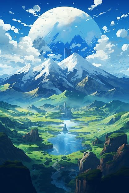 Paisaje De Monta As Al Estilo De Anime Foto Gratis