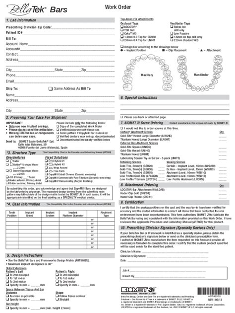 Fillable Online Work Order Biomet I Fax Email Print Pdffiller