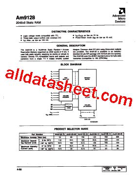 AM9128 10PCB Datasheet PDF Advanced Micro Devices