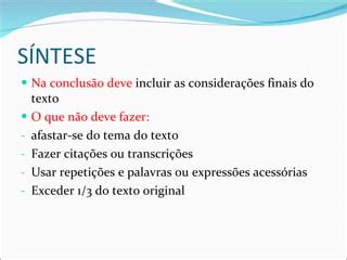 Resumo E S Ntese Ppt