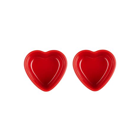 Le Creuset Stoneware Heart Ramekins Cerise Set Of 2 About Living