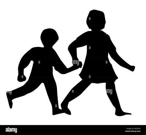 Children Walking Silhouette Stock Photo - Alamy