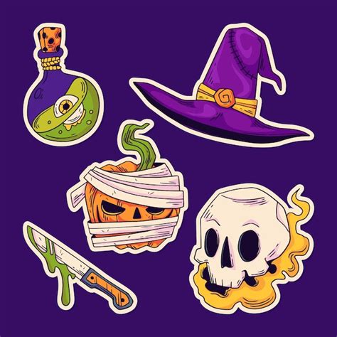 Free Vector Hand Drawn Horror Halloween Elements Collection