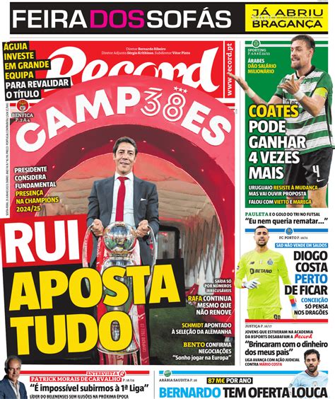 Capas De Jornais On Twitter Desporto Record 2023 06 23 Record