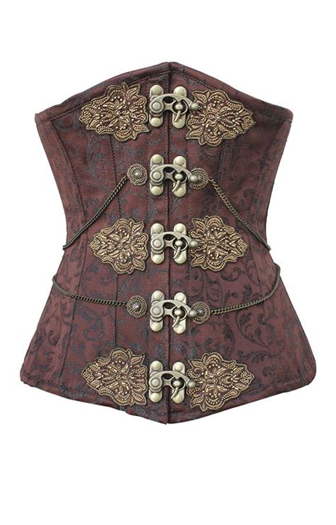 Serre Taille Marron Motif Floral Avec Decorations Et Chaines Dores