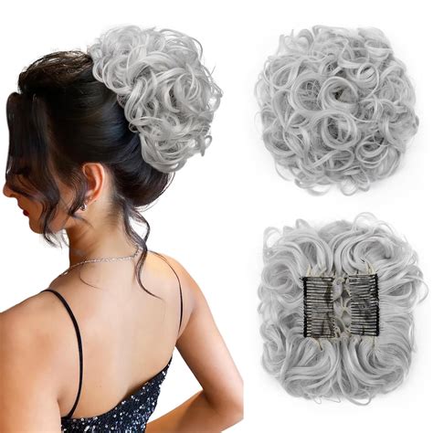 Messy Bun Hair Piece With Combs Clip In Bun Scrunchie Juva Bun Dish Fluffy Wavy Hair Updo Easy