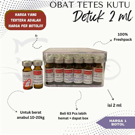 Jual OBAT TETES KUTU KUCING ANJING DETICK 2ML 2 ML BERAT BADAN 10 20 KG