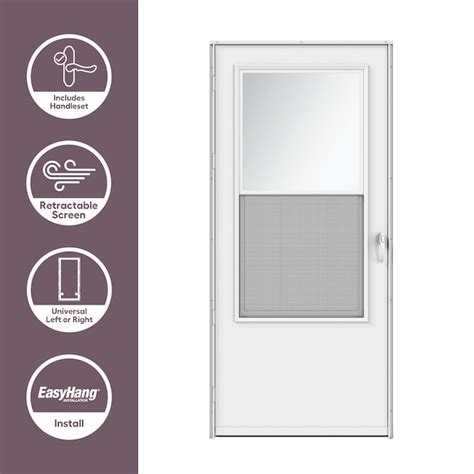 Larson Bismarck 32 In X 81 In White Wood Core Storm Door Mid View With Self Storing Screen White