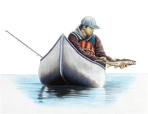 Canoe fishing Drawing by Murphy Elliott - Fine Art America