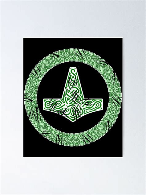 Mjolnir The Hammer Of The Mighty Thor In Green And White Poster By