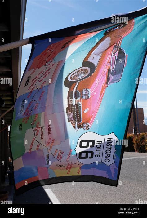 Flag Depicting Route 66 Across Us Stock Photo Alamy