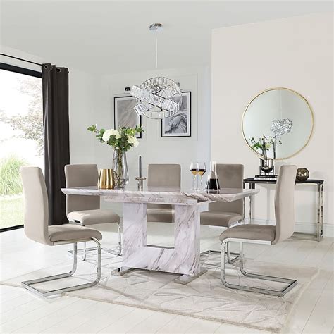 Florence Extending Dining Table Perth Chairs Grey Marble Effect