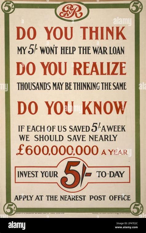 A First World War Poster For War Loans And Investments Stock Photo Alamy