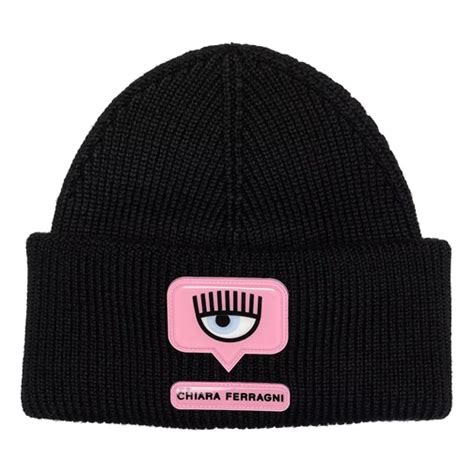 Chiara Ferragni Beanie Hat Black Cappello Di Lana