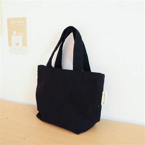 Corduroy Mini Tote Bag กระเป๋าถือ ผ้าลูกฟูกมินิ มีซับใน 10 สี Shopee Thailand