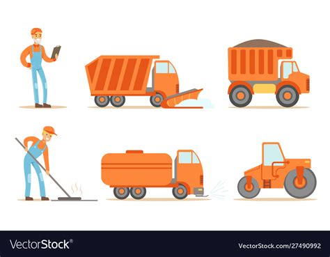 Road construction workers in uniform Royalty Free Vector