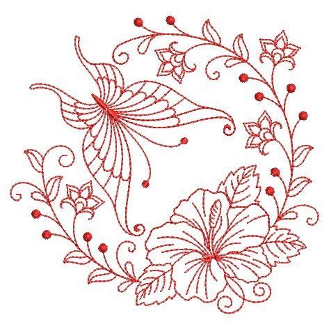 Redwork Flowers And Butterfly OregonPatchWorks Embroidery Library