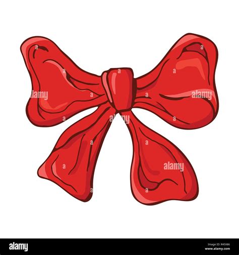 Red Bow Ribbon Festive Element For Christmas Decoration Design