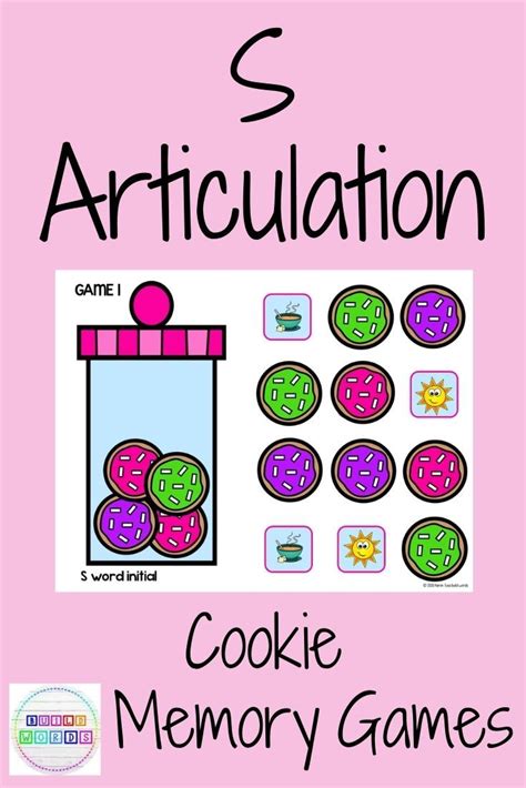 S Articulation Cookie Theme Digital Memory Games For Speech Therapy