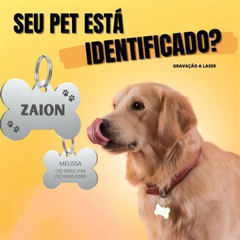 Placa Pingente Plaquinha De Identifica O Pet Cachorro Yashop