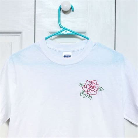 Red Rose Embroidered T Shirt By Urbanstitchings On Etsy Shirt