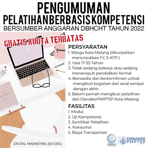 Pelatihan Berbasis Kompetensi DBHCHT 2022 Dinas Tenaga Kerja