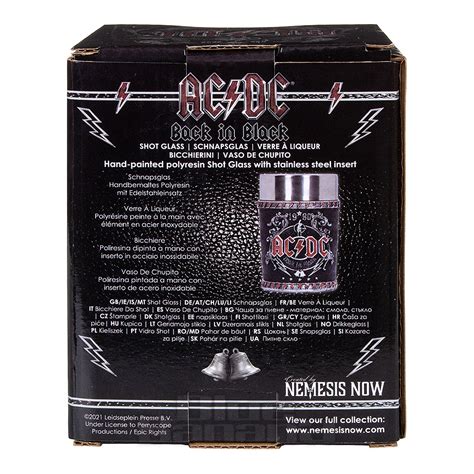 Nemesis Now Ac Dc Back In Black Shot Glass Band Merch T