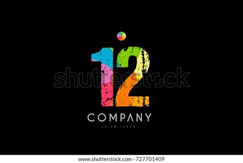 Number 12 Logo Icon Design Grunge Stock Vector (Royalty Free) 727701409