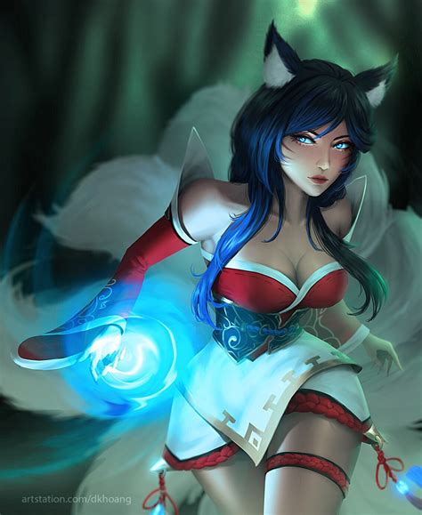 Pretty Kitsune Nine Tailed Fox Ahri Artist Dk Hoanqq League Of