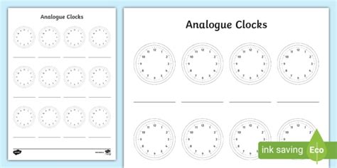 printable clock templates   worksheets library