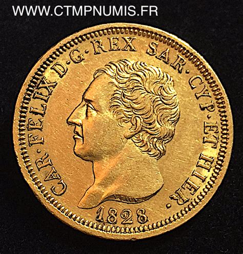 Italie Sardaigne Lire Or Charles Felix Turin L Ctmp Numis