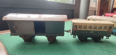 Lot Jouets Anciens Ancien Train Wagon Rails Locomotive JEP Old Train