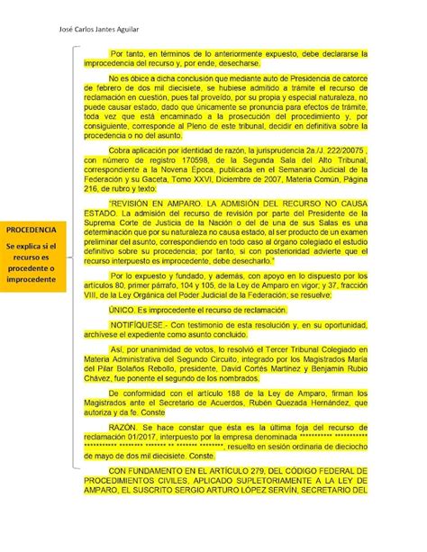 PARTES DE UNA DEMANDA RECURSO AMPARO Y SENTENCIA