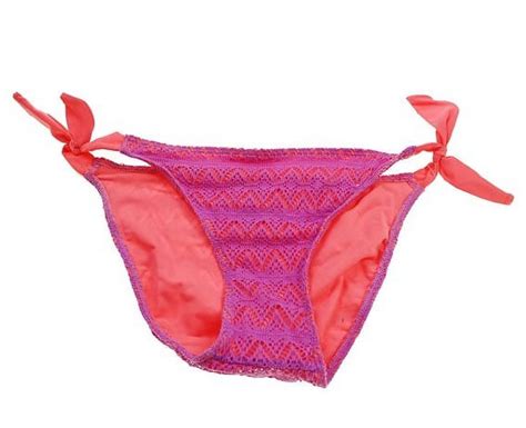 Hula Honey Coral Purple Crochet Side Tie Hipster Bikini Swim Bottom Us