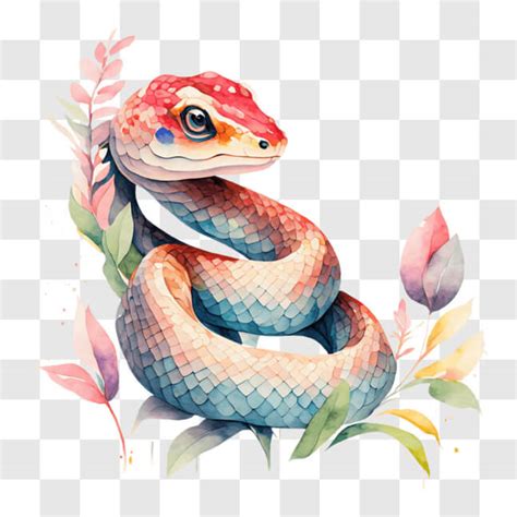 Descarga Ilustración de Serpiente Acuarela Colorida PNG En Línea