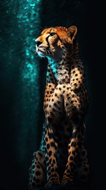 Premium AI Image Silhouette Of A Cheetah On Dark Background Generative AI