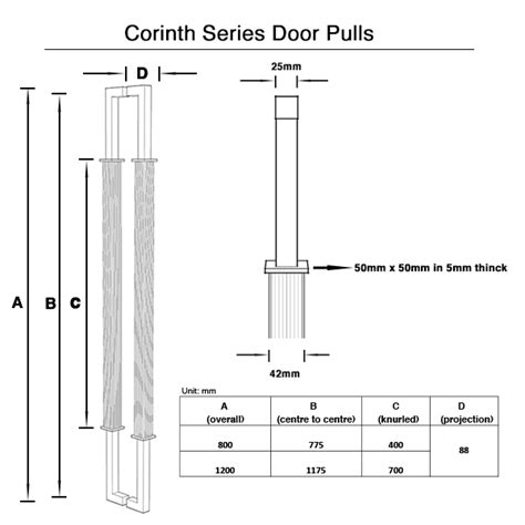 1200mm Corinth Series Gunmetal Door Pulls Nbat Hardware