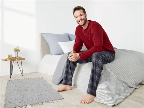 LIVERGY Herren Pyjama Lang Leger Geschnitten Mit Bau