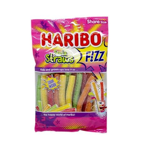 Haribo Soda Straws Fizz Palitos Ácidos Rellenos 200g