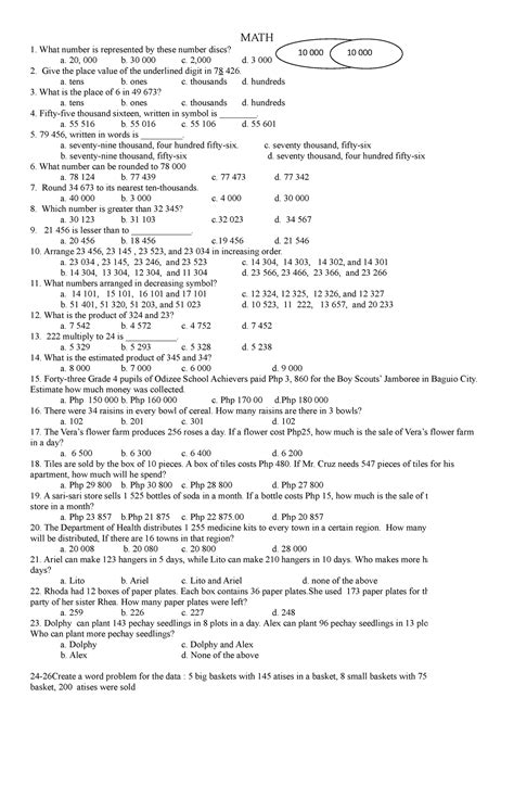 Pt Math 4 Q1 Periodic Exam Math What Number Is Represented By These