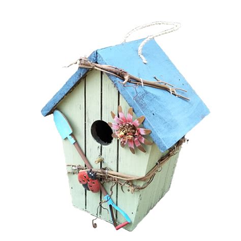 Hanging Wooden Birdhouse Floral Decor Bird House for Outdoor Yard ...