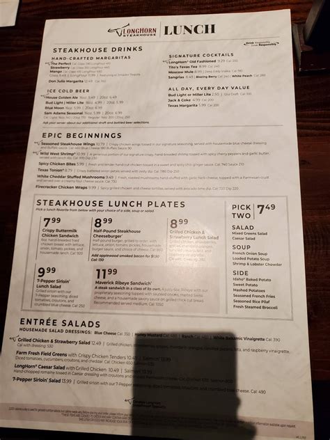 Menu At Longhorn Steakhouse Wichita N Maize Rd