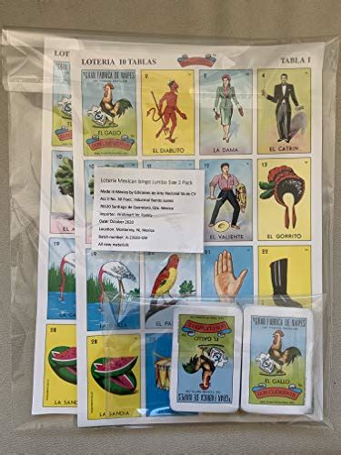 Pack Of Don Clemente Mexican Jumbo Loteria Set Large Boards And