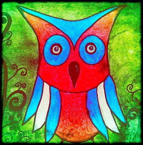 Colorful Owl Kids Art Painting by Laura Carter - Pixels