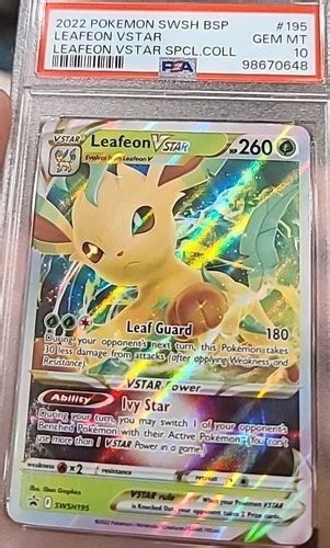 POKEMON CARD LEAFEON VSTAR 195 BLACK STAR PROMO SWSH195 GRADED PSA 10