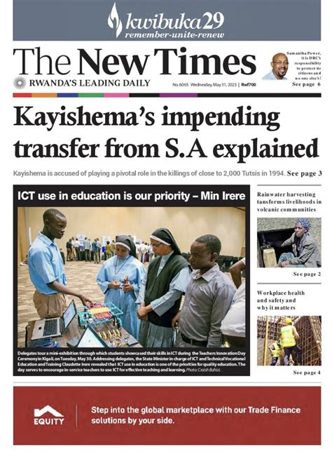 The New Times Rwanda On Twitter The New Times Front Page Of