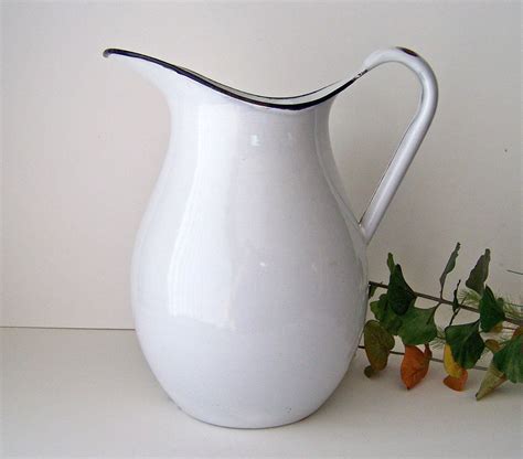 Vintage Enamelware White Pitcher White Pitcher Vintage Enamelware