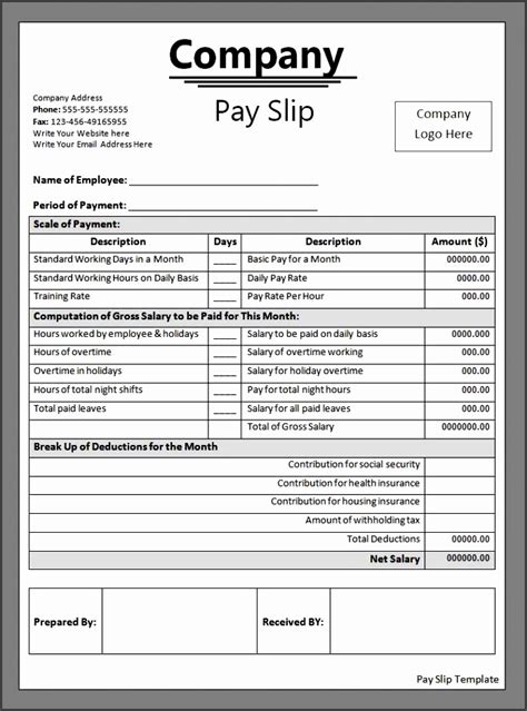 6 Employee Payslip Template - SampleTemplatess - SampleTemplatess