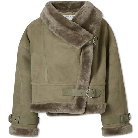 Shoreditch Ski Club Darling Cropped Shearling Jacket Pebble Grey End