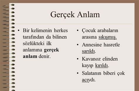 Gerçek Anlam İle İlgili 20 Tane Örnek Cümle Ders Türkçe